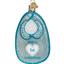 Fashion Blue Baby Bib Glass Ornament - Baby