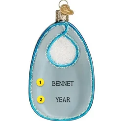 Fashion Blue Baby Bib Glass Ornament - Baby