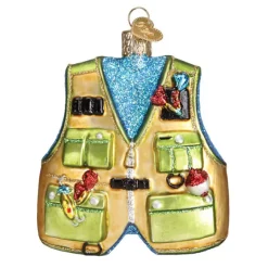 Best Sale Old World Christmas Fishing Vest Ornament -