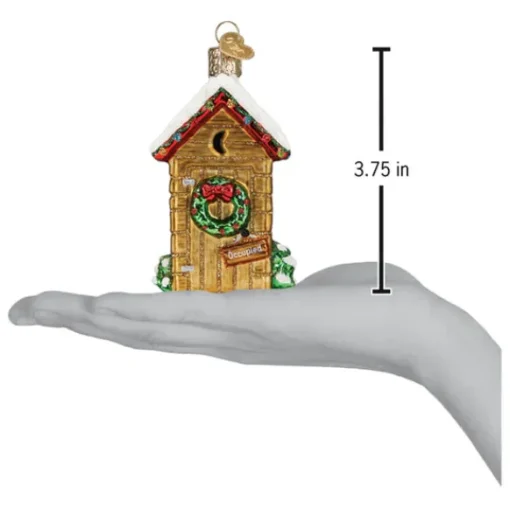 Clearance Old World Christmas Holiday Outhouse Ornament -