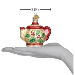 Best Sale Old World Christmas Holly Teapot Ornament -