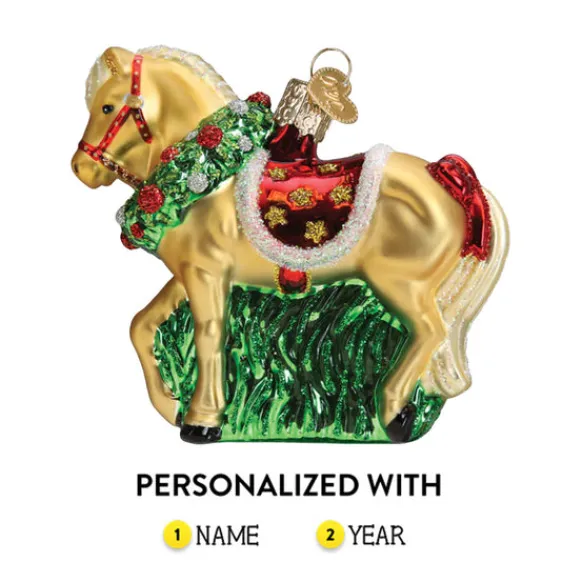 New Horse With Wreath Ornament - Horse & Farm