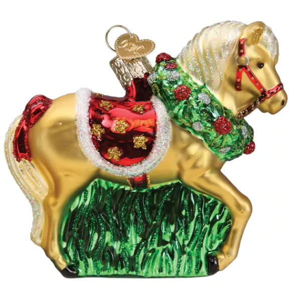 New Horse With Wreath Ornament - Horse & Farm