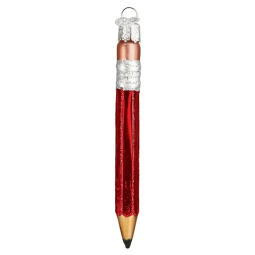 Outlet Pencil Ornament - Red - School Days