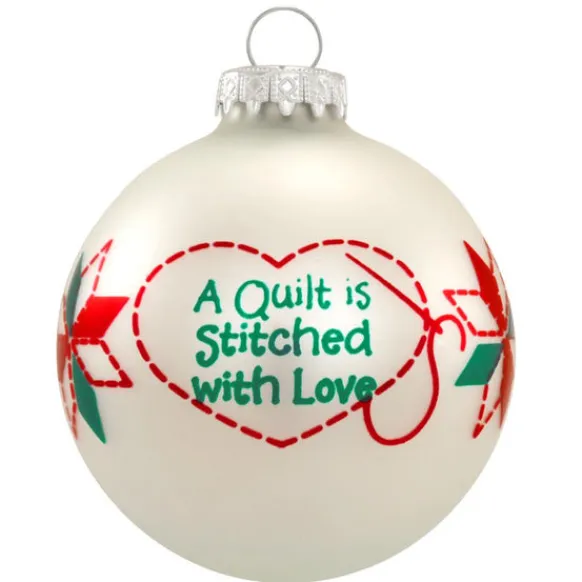 Cheap Personalized "A Quilt Is Stitched With Love" Glass Ornament Hobbies & Activities