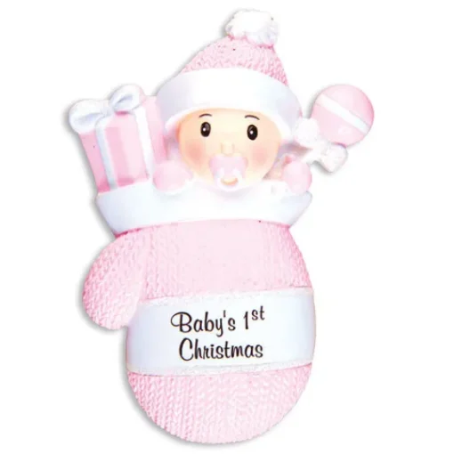 Online Personalized Baby Girl's 1St Christmas Mitten Ornament Baby