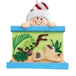 Outlet Personalized Child With Reptile Cage Ornament Kids