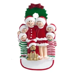 Cheap Rudolph & Me Personalized Christmas Family Of 6 With Dog Ornament