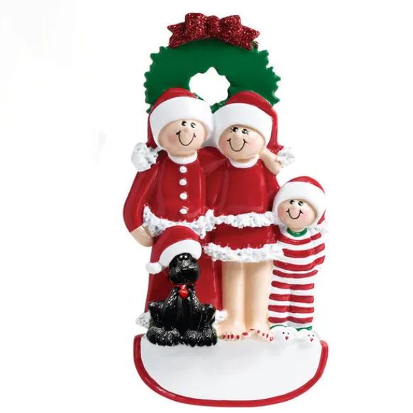 Best Rudolph & Me Personalized Christmas Family Of 3 With Black Dog Ornament