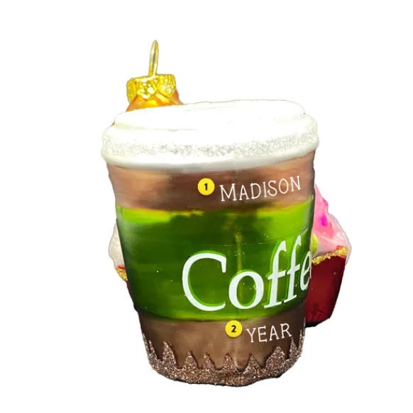 Outlet Bronners Personalized Coffee And Donuts Glass Ornament