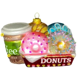 Outlet Bronners Personalized Coffee And Donuts Glass Ornament