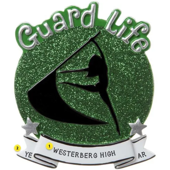 Best Personalized Color Guard - Green Ornament Music