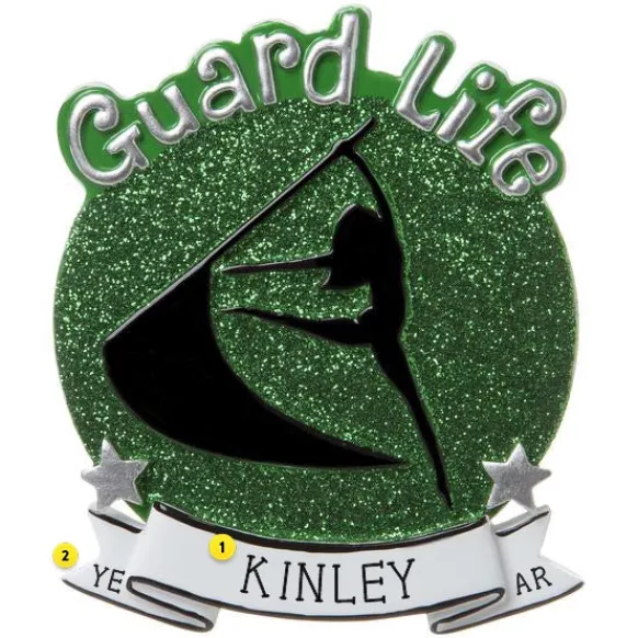Best Personalized Color Guard - Green Ornament Music