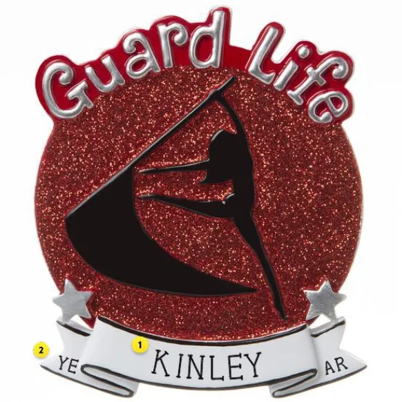 Clearance Personalized Color Guard - Red Ornament Music