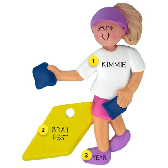 Shop Personalized Corn Hole Ornament - Female, Blonde Hair Fun & Games