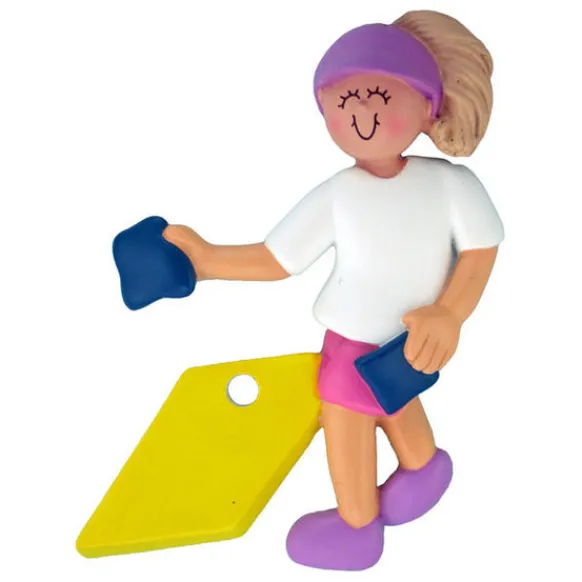 Shop Personalized Corn Hole Ornament - Female, Blonde Hair Fun & Games
