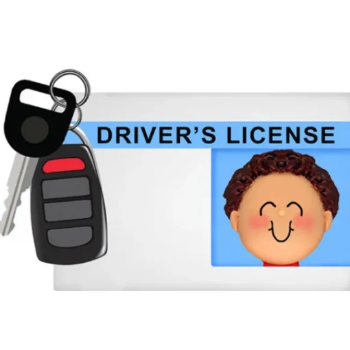 Best Sale Personalized Driver's License With Key Fob Ornament - Male, Brown Hair New Drivers