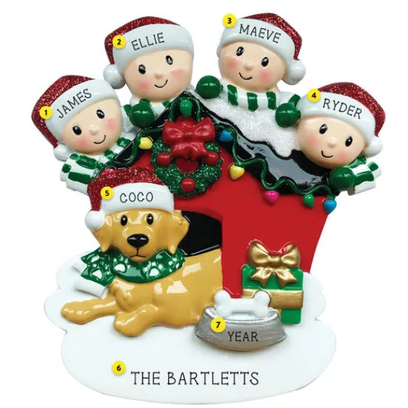 Best PolarX Personalized Family Of 4 With Dog Ornament