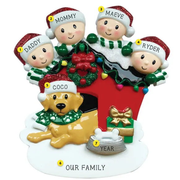 Best PolarX Personalized Family Of 4 With Dog Ornament