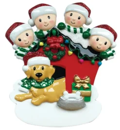 Best PolarX Personalized Family Of 4 With Dog Ornament