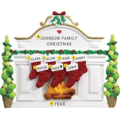 Discount Personalized Fireplace Mantel With Stockings Family Of 7 Table Top Decoration Table Tops