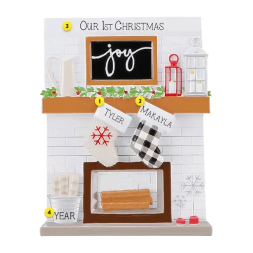 Clearance Personalized Fireplace Mantel Couple Ornament Couples