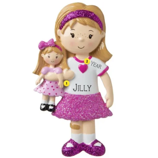 Outlet Personalized Girl Holding Doll Ornament Growing Up