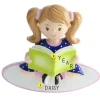 New Personalized Girl Reading A Book Ornament Growing Up