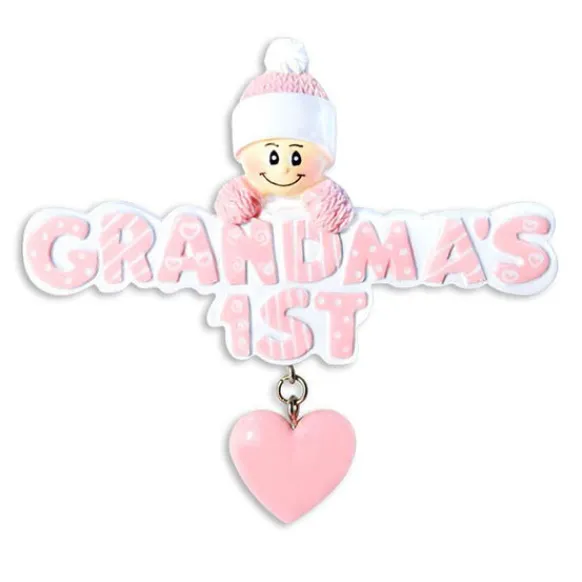 Best Sale Personalized Grandma's 1St Christmas Ornament - Pink Expecting & New Family