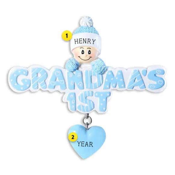 Best Personalized Grandma's 1St Christmas Ornament - Blue Expecting & New Family