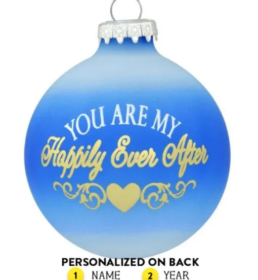 Discount Personalized Happily Ever After Glass Ornament Engaged, Wedding, & Anniversary
