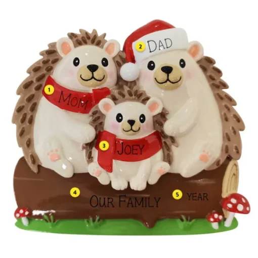 Sale PolarX Personalized Hedgehog Family Of 3 Ornament