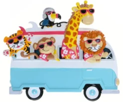 Best PolarX Personalized Jungle Family Of 5 Ornament