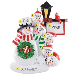 Flash Sale Rudolph & Me Personalized Lamppost Snow Family Of 6 Ornament
