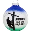 Clearance Bronners Personalized Linemen Glass Bulb Ornament
