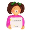 Best Personalized Lost Tooth Ornament - Female, Brown Hair Growing Up