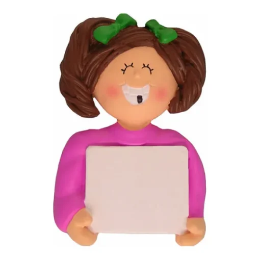 Best Personalized Lost Tooth Ornament - Female, Brown Hair Growing Up