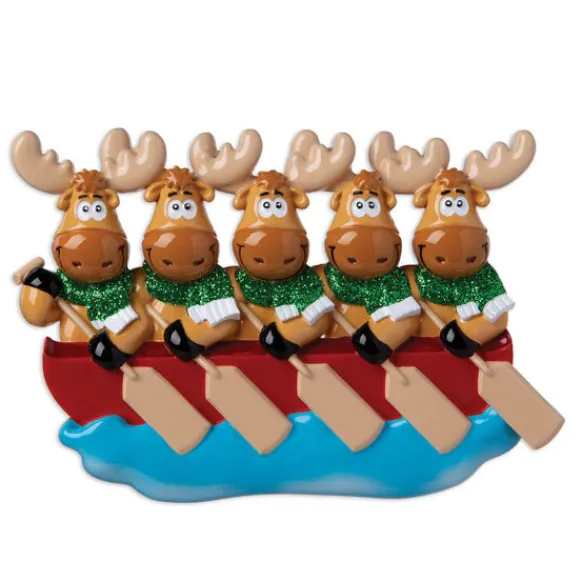 Online PolarX Personalized Moose Family Of 5 In Canoe Ornament