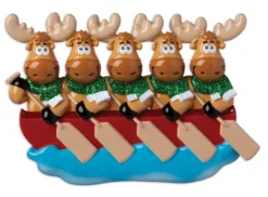 Online PolarX Personalized Moose Family Of 5 In Canoe Ornament