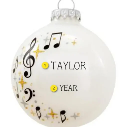 Cheap Personalized Music Swirl Glass Ornament Music