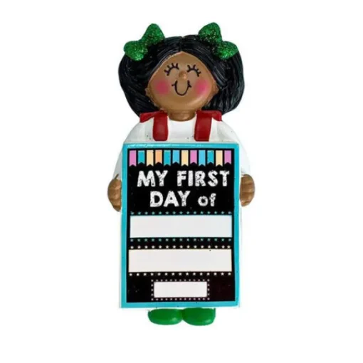 Online Personalized My 1St Day Of School Ornament - Female African American School Days