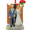 Hot Personalized Newlyweds Couple Ornament - Male, Brown Hair And Female, Brown Hair Engaged, Wedding, & Anniversary
