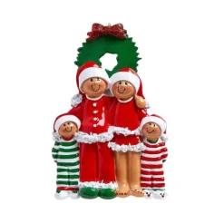 Hot Rudolph & Me Personalized Pajama Family Of 4 African American Ornament