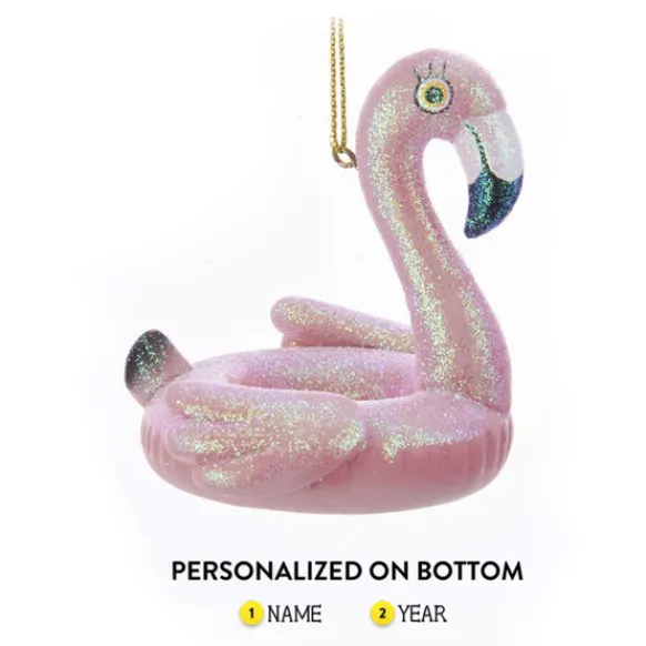 Best Sale Kurt Adler Personalized Pink Flamingo Pool Float Ornament