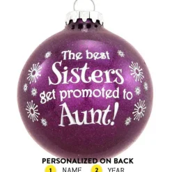 Store Personalized "Promoted To Aunt!" Glass Bulb Ornament Expecting & New Family