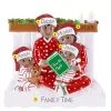 Clearance PolarX Personalized Reading In Bed Family Of 4 Ornament - African American