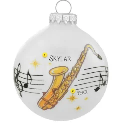 Store Personalized Saxophone Glass Bulb Ornament Music