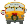 Hot Personalized School Bus Ornament With Christmas Lights And Wreath School Days