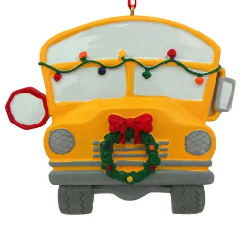 Shop Personalized School Bus Ornament With Christmas Lights And Wreath Transportation