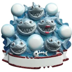 Fashion PolarX Personalized Shark Family Of 5 Ornament